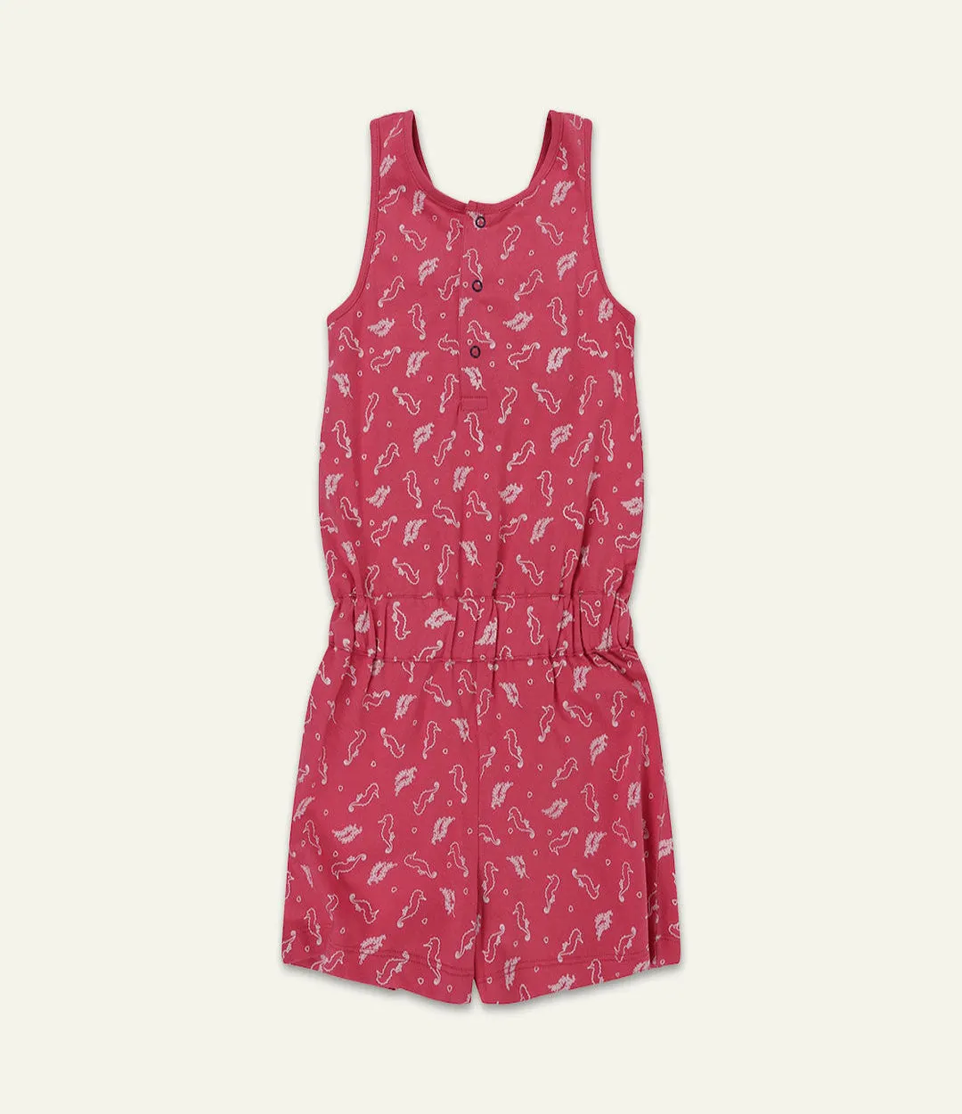 Pink Seahorse Print Playsuit