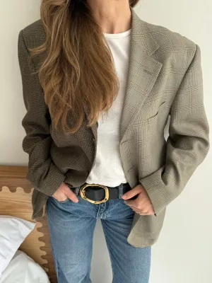 Plaid and speckered contrasted blazer