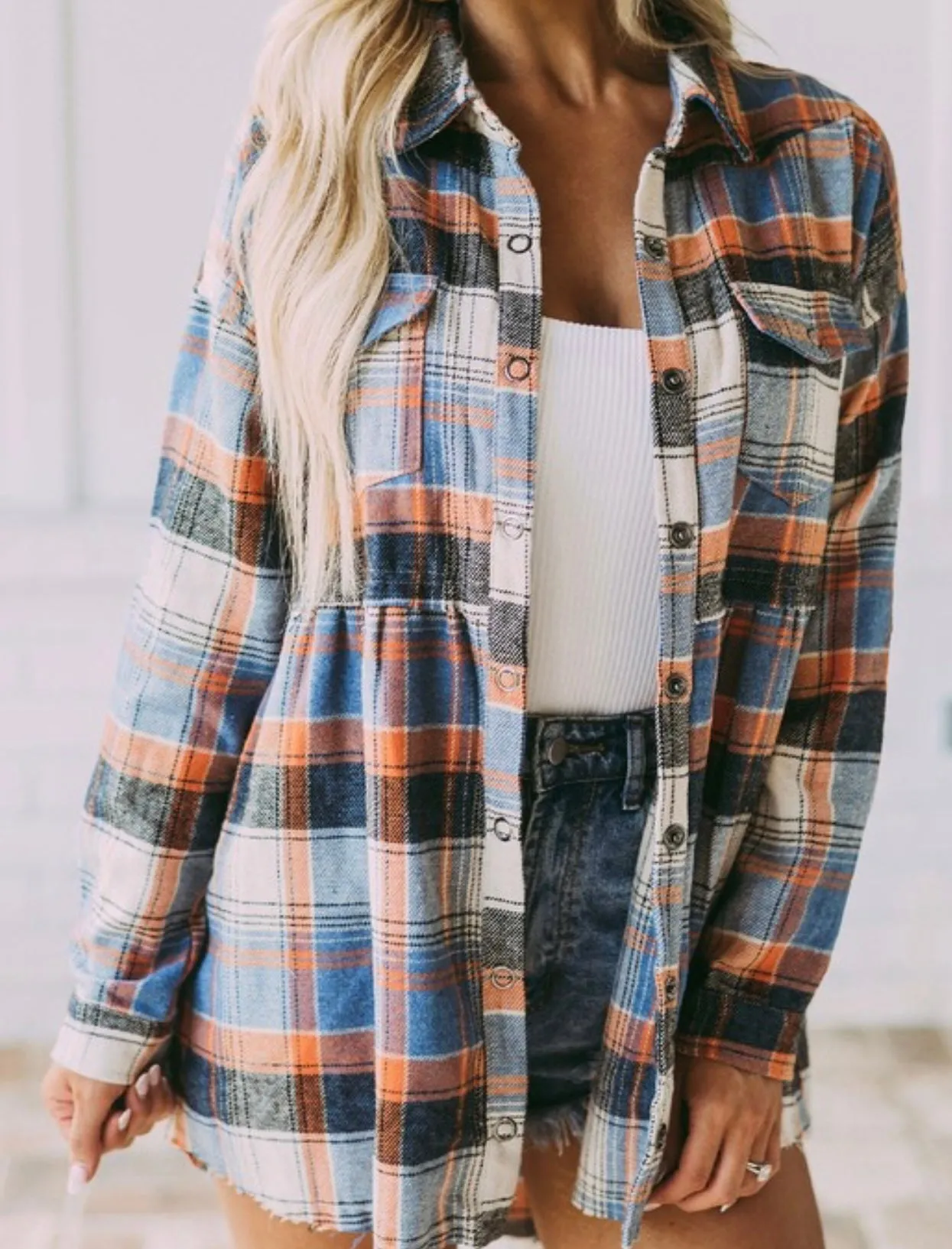 Plaid Snap Button Down