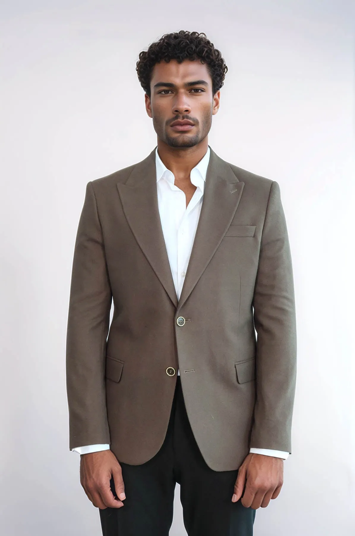 Plain Slim Fit Sport Brown Men Blazer - Wessi