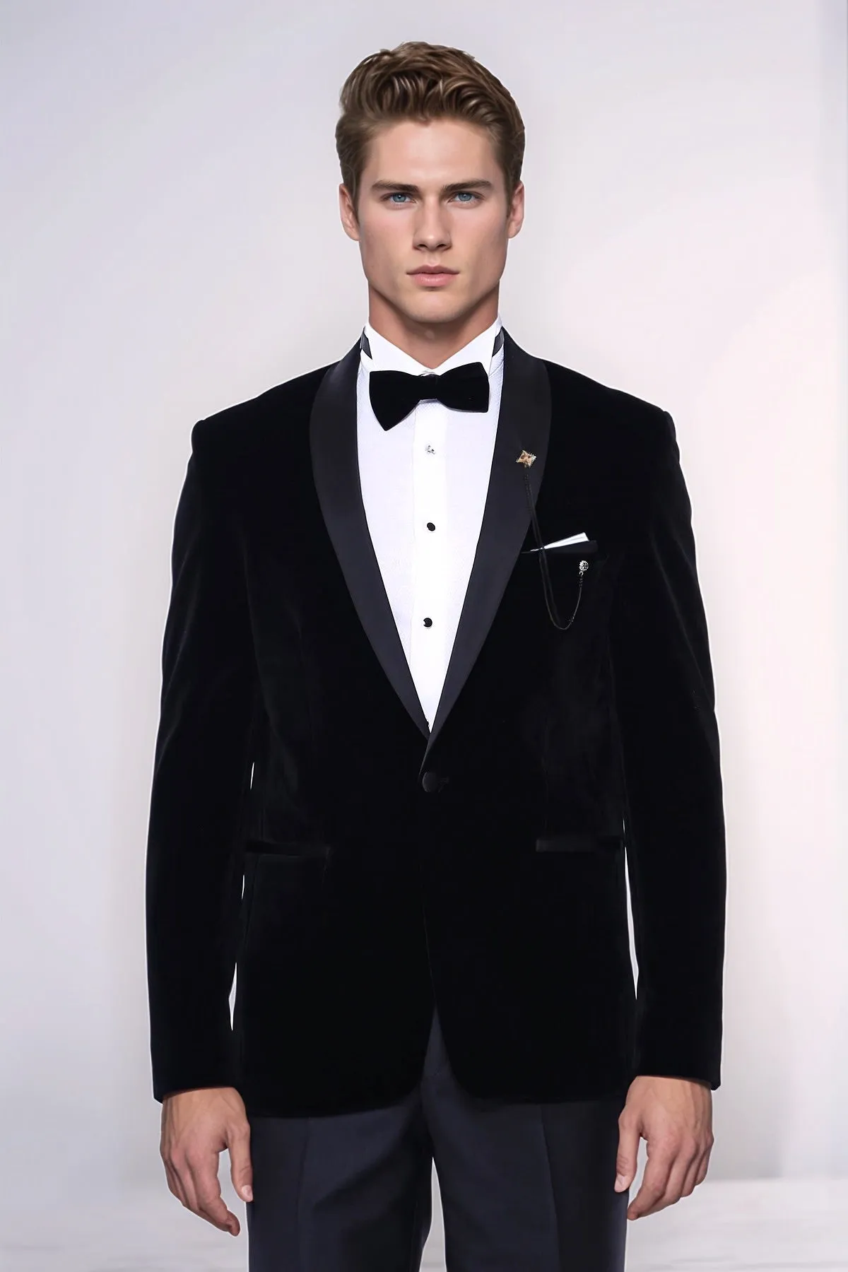 Plain Velvet Black Blazer | Wessi