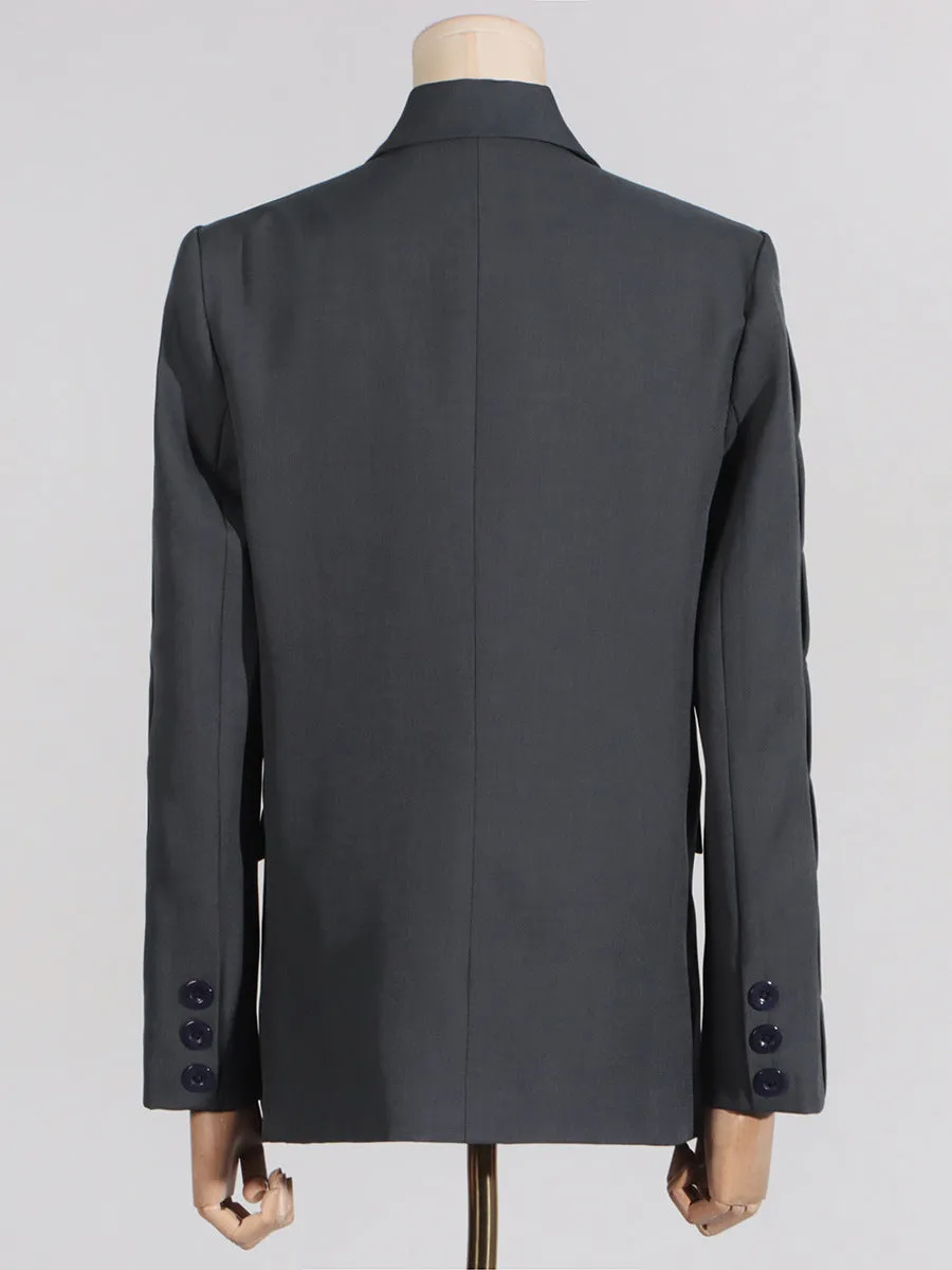 Pleated Long-Sleeved Blazer
