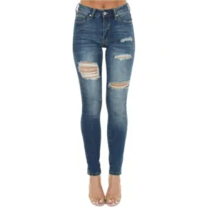Plus size! Medium Wash Ripped Skinny Jeans