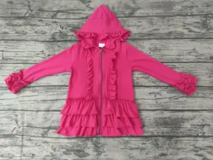 Pre order ruffle zip jackets HOT pink 4-6 week tat