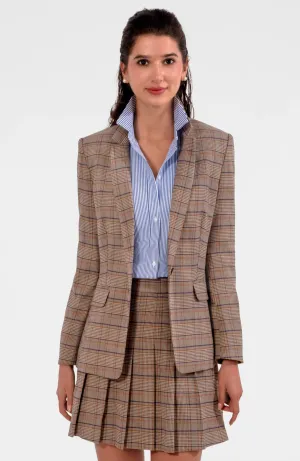 Preppy Plaid Blazer - Khaki