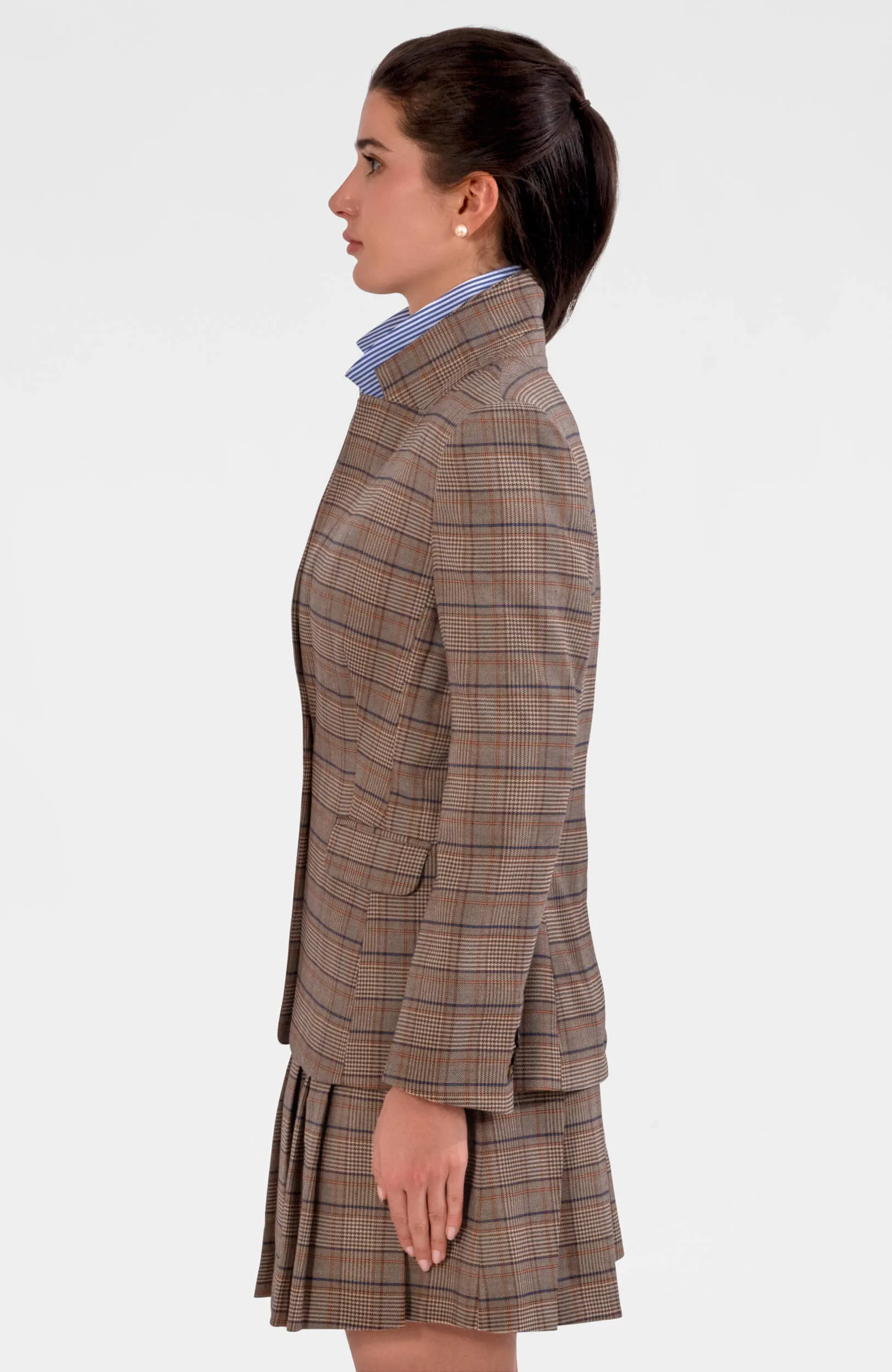 Preppy Plaid Blazer - Khaki