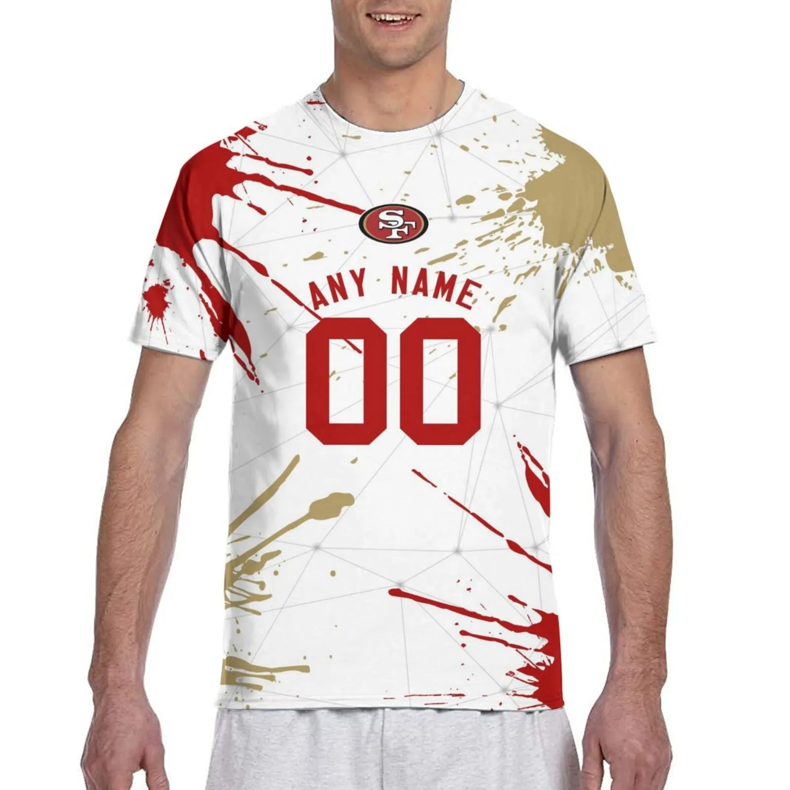 Print Custom Football San Francisco 49ers Decorative T-shirt Short Sleeve Men's Shirts