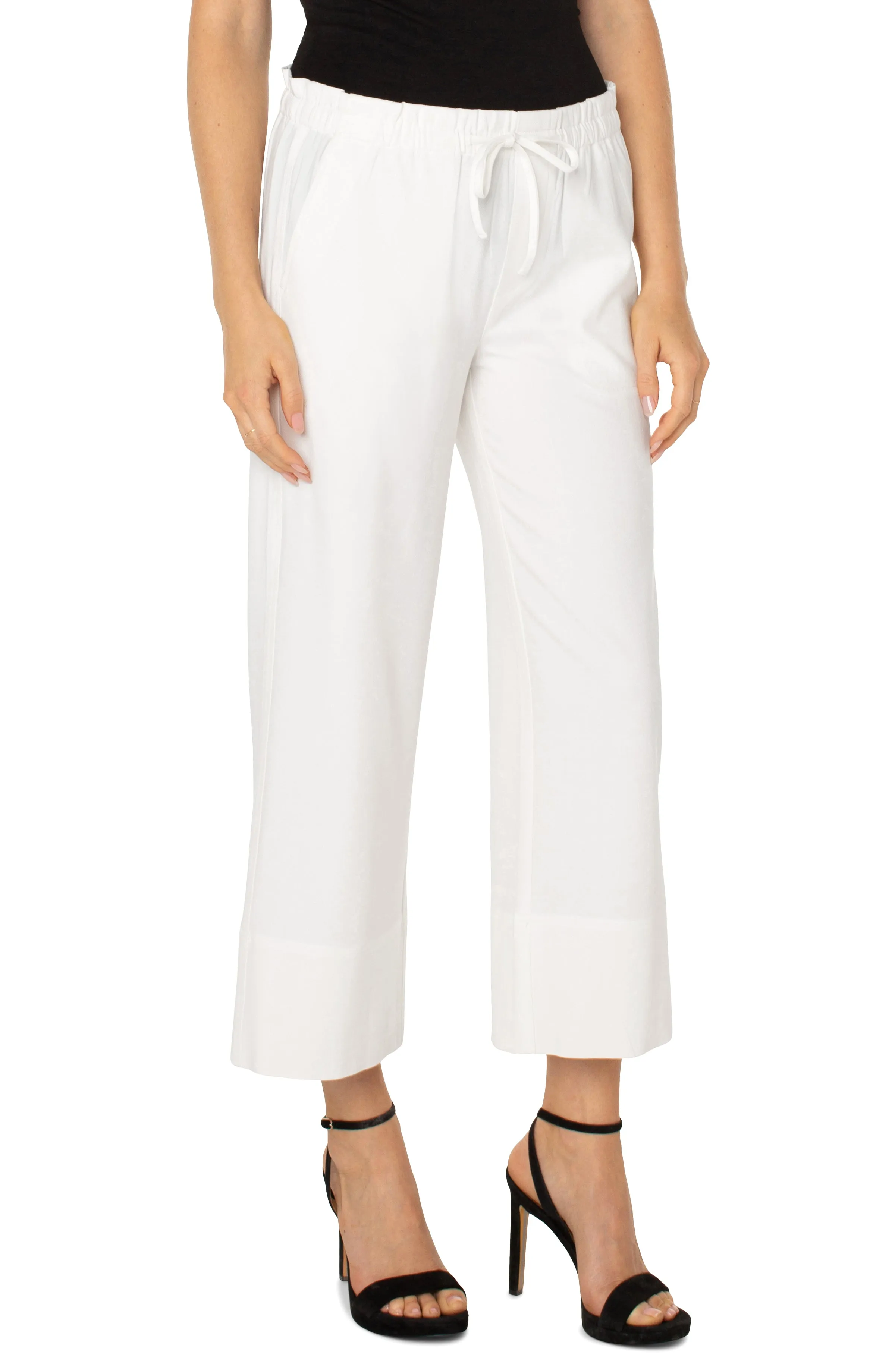 Pull On Tie Waist Wide Leg