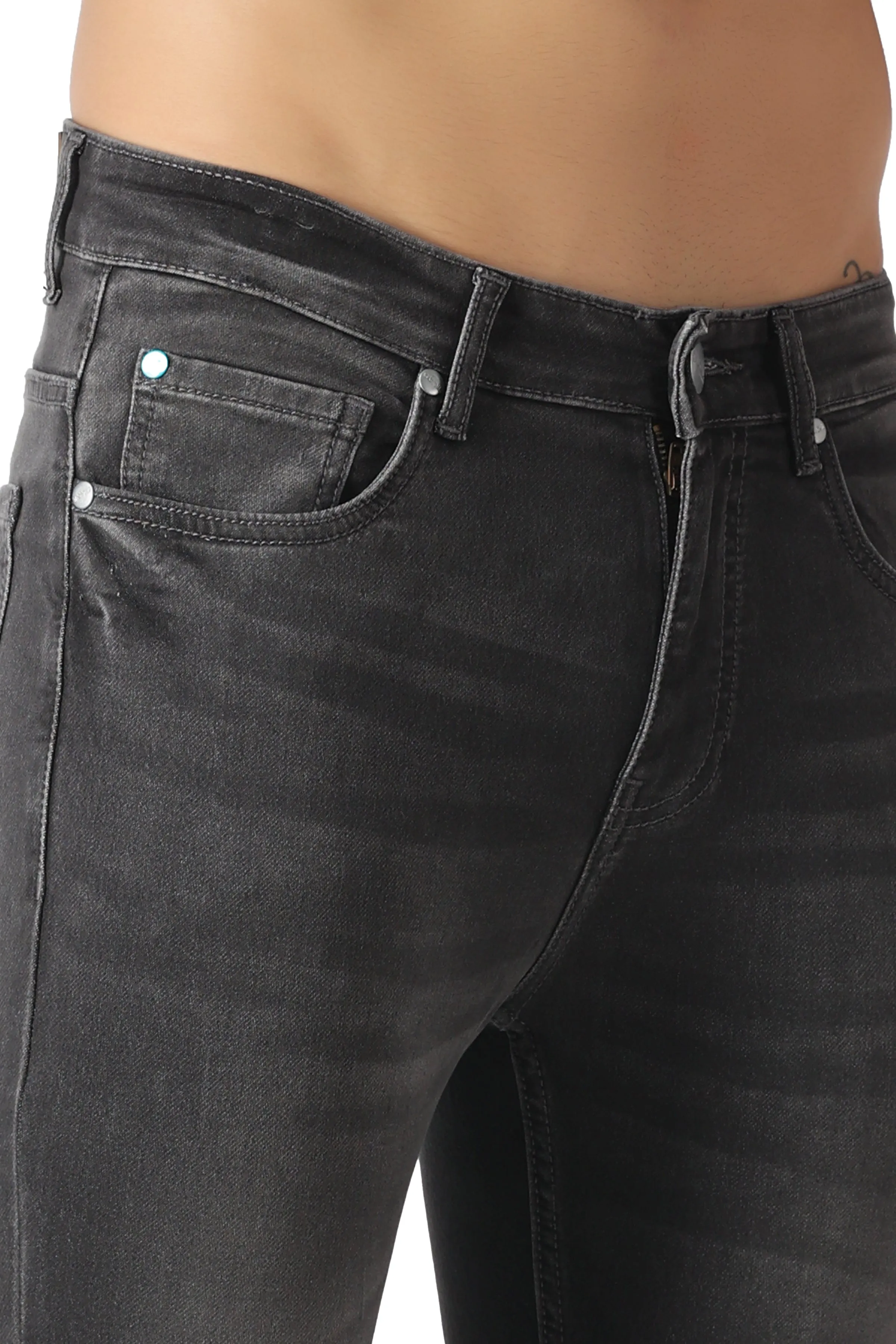 Pupil London Dark Grey Tapered Fit Jeans