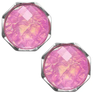 Purple Pink Iridescent Faux Gemstone Post Earrings
