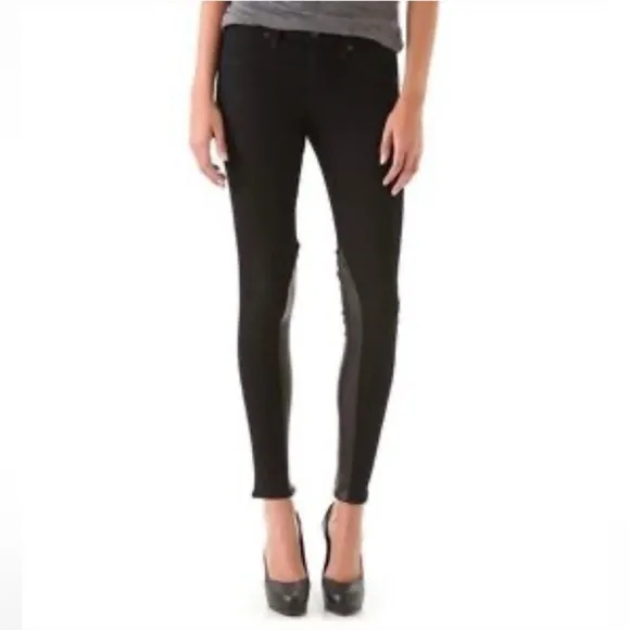 Rag &amp; Bone Jeans Midnight Blue Jodhpur Skinny Jeans with Lambskin detail on legs