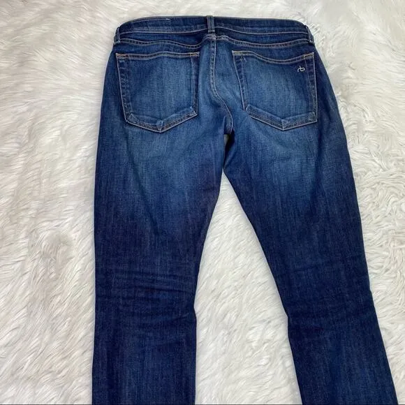 rag &amp; bone Women's Dre Slim Boyfriend Jeans Blue Size 26 Raw Hem Casual