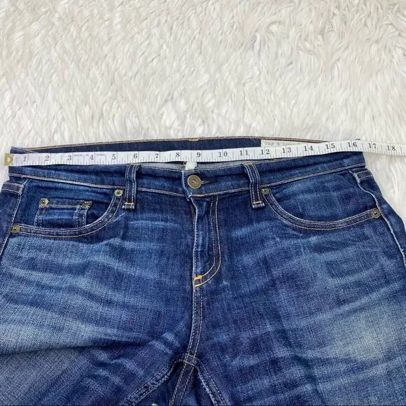 rag &amp; bone Women's Dre Slim Boyfriend Jeans Blue Size 26 Raw Hem Casual