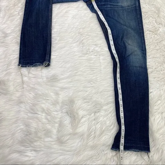 rag &amp; bone Women's Dre Slim Boyfriend Jeans Blue Size 26 Raw Hem Casual