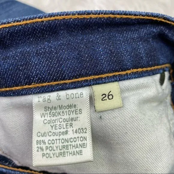 rag &amp; bone Women's Dre Slim Boyfriend Jeans Blue Size 26 Raw Hem Casual
