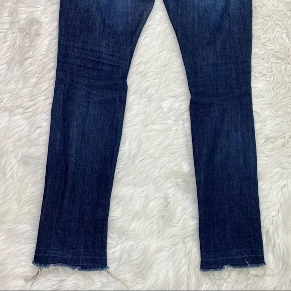 rag &amp; bone Women's Dre Slim Boyfriend Jeans Blue Size 26 Raw Hem Casual