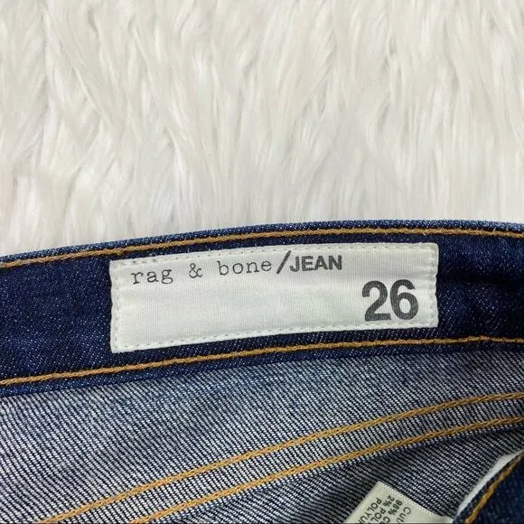 rag &amp; bone Women's Dre Slim Boyfriend Jeans Blue Size 26 Raw Hem Casual