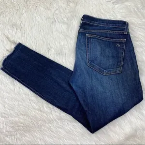 rag &amp; bone Women's Dre Slim Boyfriend Jeans Blue Size 26 Raw Hem Casual