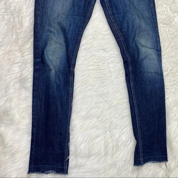 rag &amp; bone Women's Dre Slim Boyfriend Jeans Blue Size 26 Raw Hem Casual