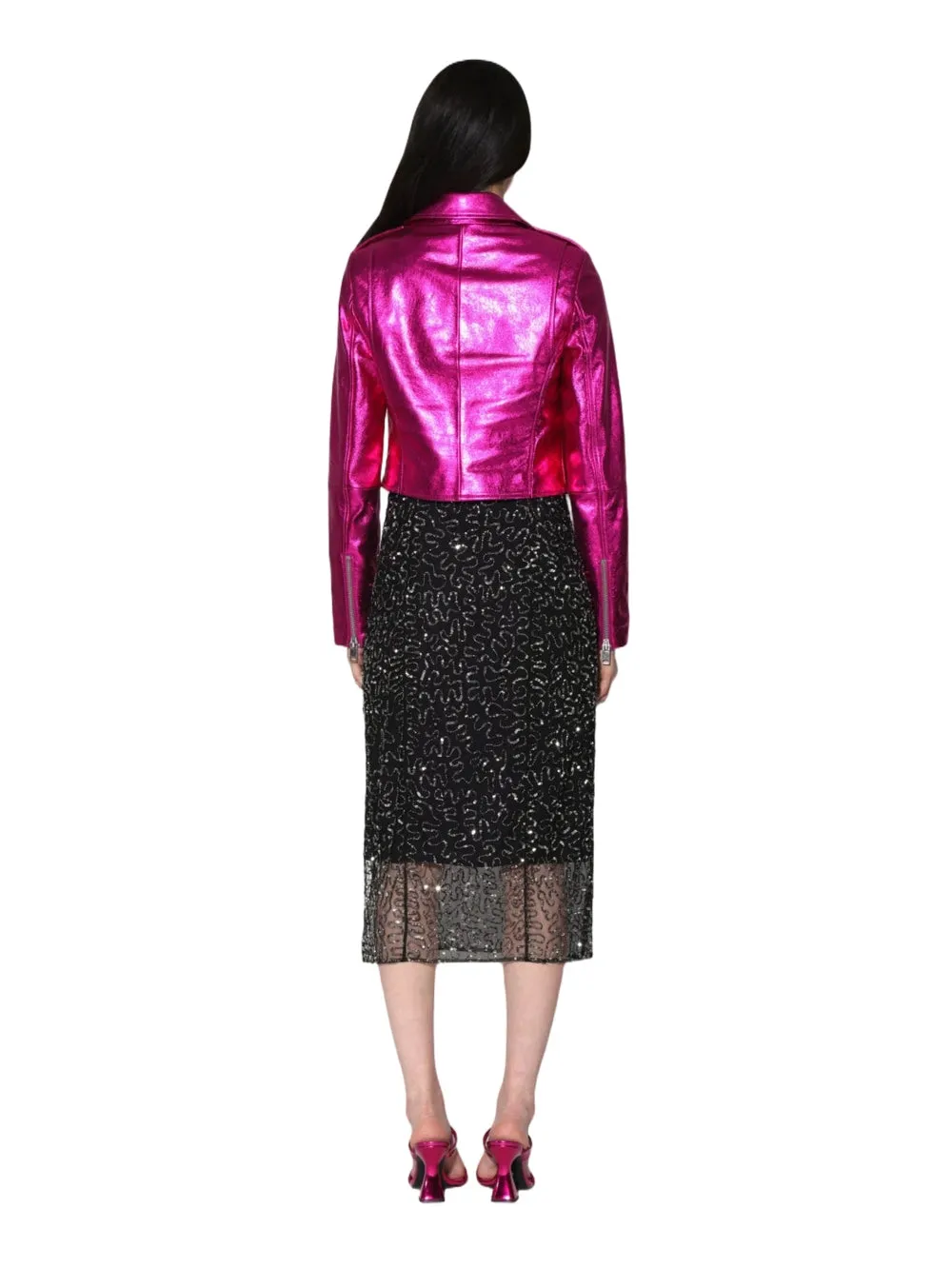 Refined Metallic Heritage Leather Jacket