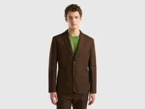 Regular Fit Notched Lapel Collar Solid Blazer