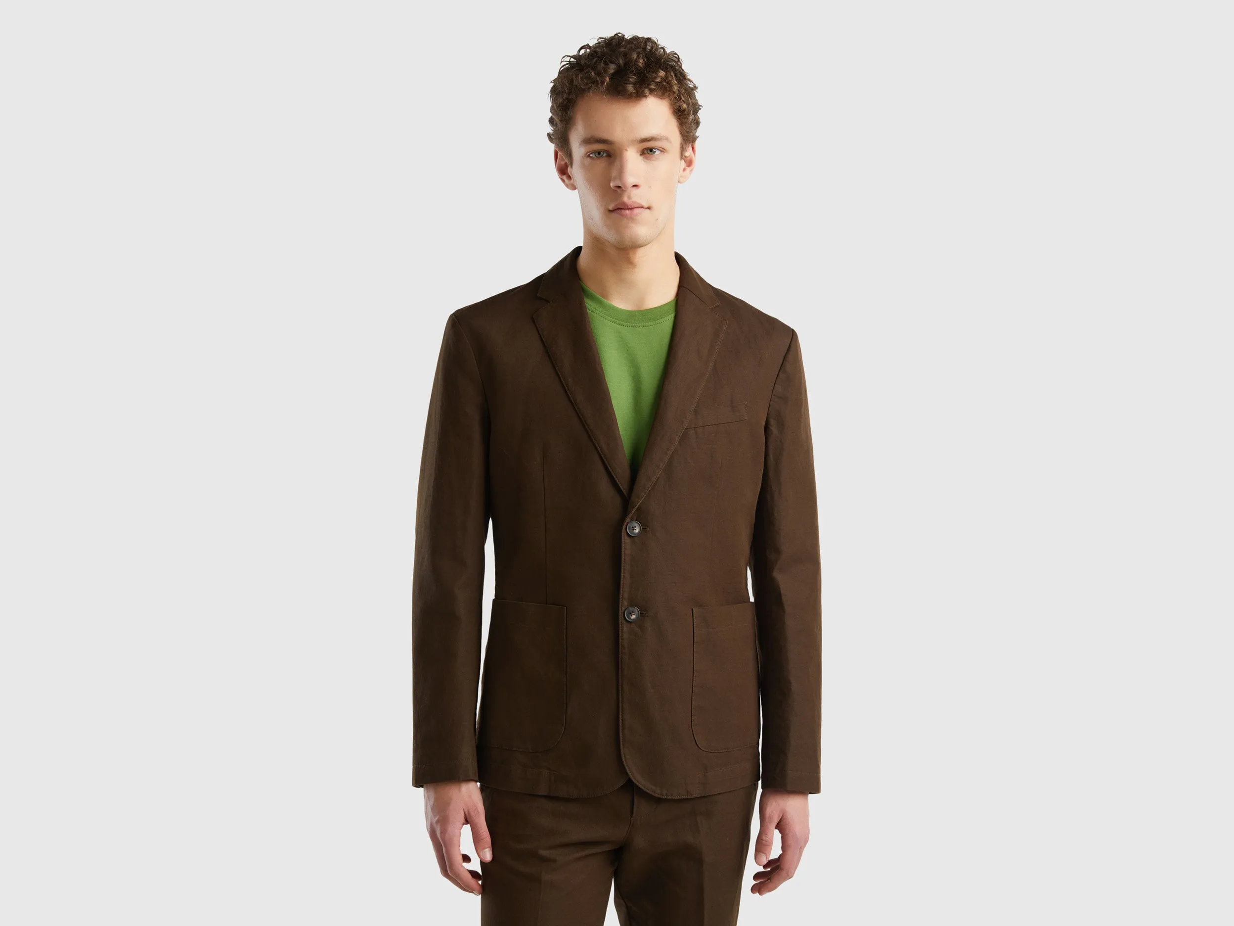 Regular Fit Notched Lapel Collar Solid Blazer