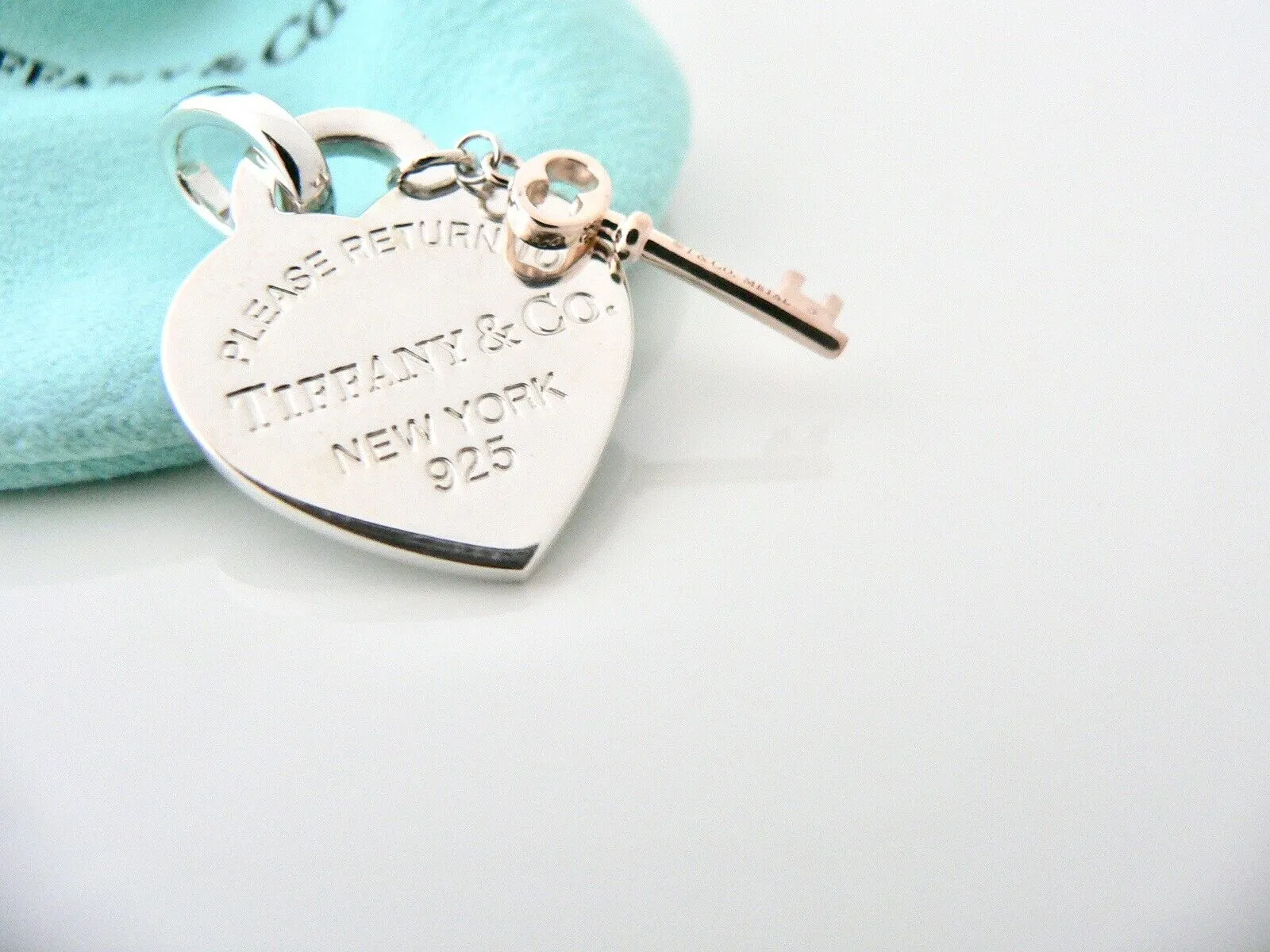 Return to Tiffany & Co Heart Key Charm Clasp Silver Rubedo Clasp Gift Pouch Love