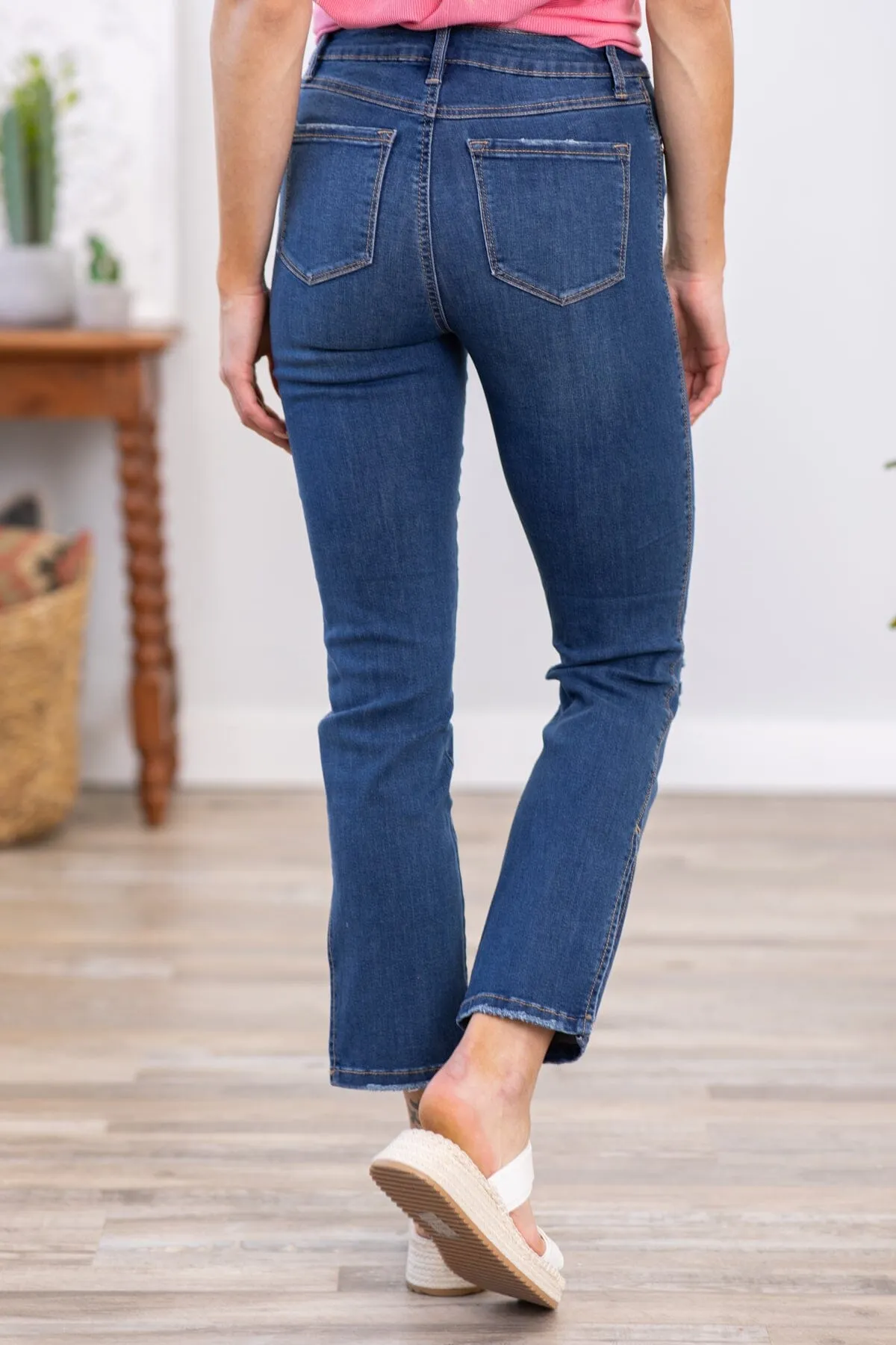 Rewash High Rise Slim Straight Jeans With Slit
