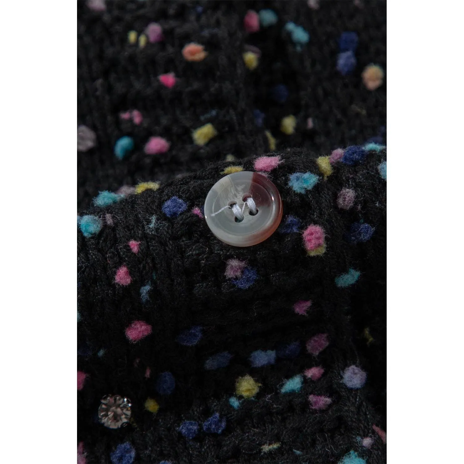 Rhinestone Decor Multicolor Confetti Sweater Cardigan
