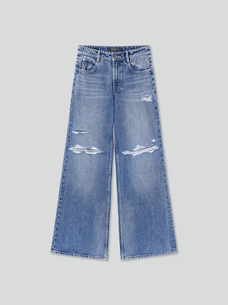 Ripped Straight Fit Jeans