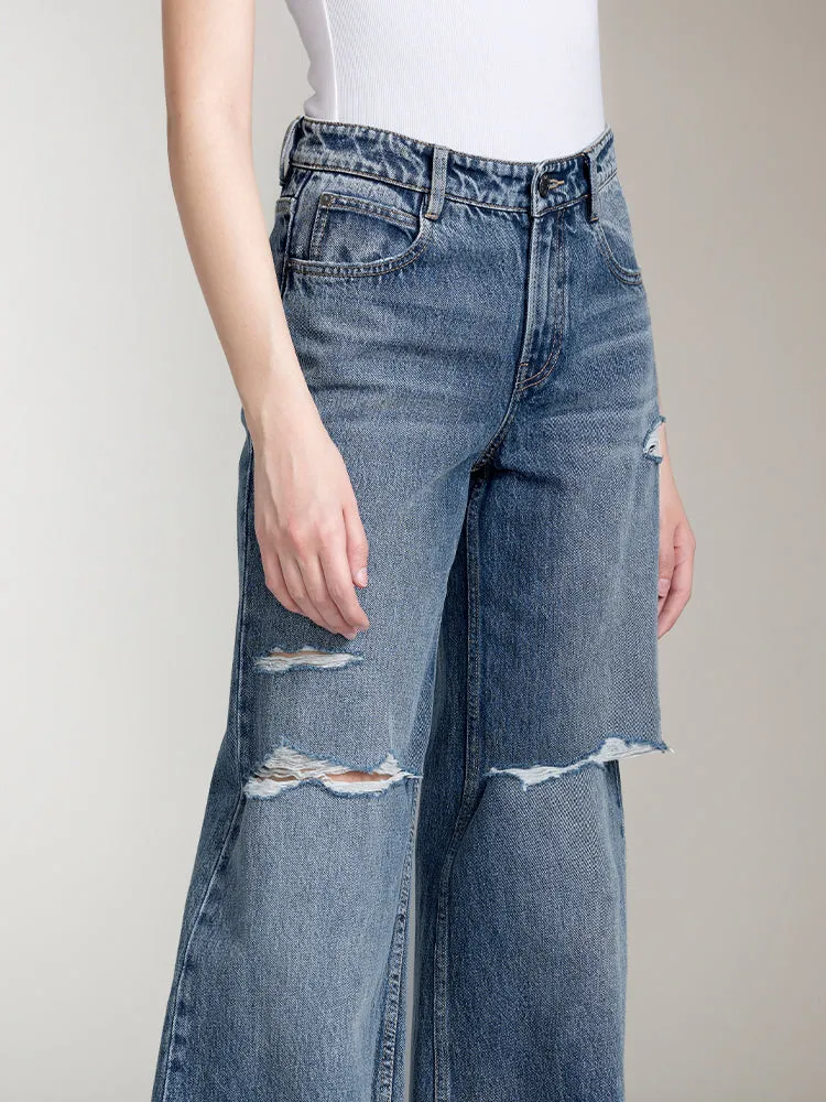 Ripped Straight Fit Jeans