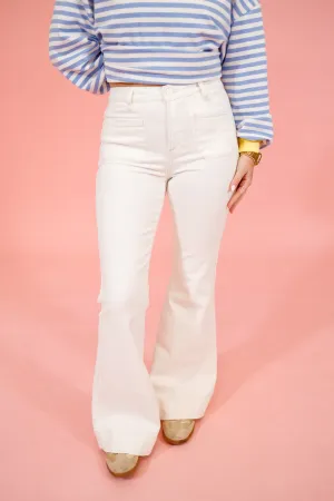Risen Cream Front Pocket Flares, REG   CURVY
