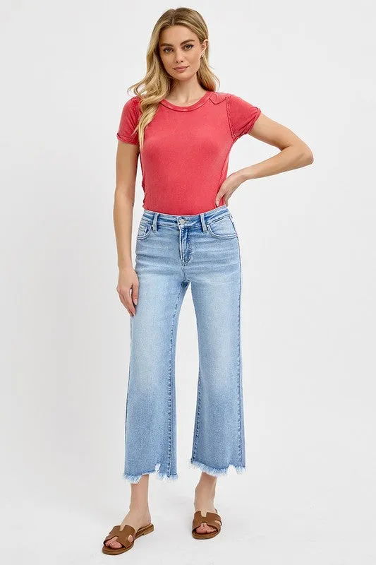 Risen Jeans Mid Rise Crop Straight Jeans