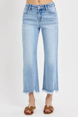 Risen Jeans Mid Rise Crop Straight Jeans