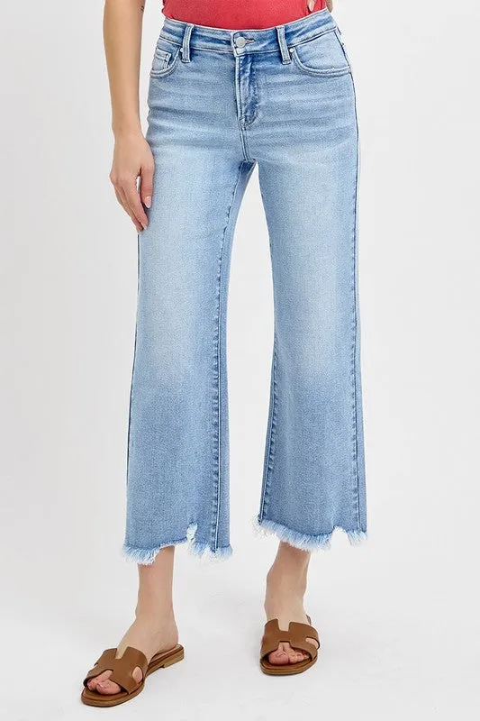 Risen Jeans Mid Rise Crop Straight Jeans