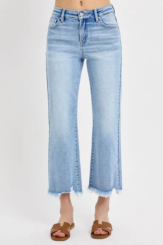 Risen Jeans Mid Rise Crop Straight Jeans
