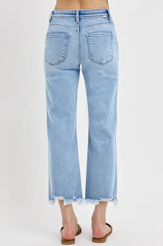 Risen Jeans Mid Rise Crop Straight Jeans