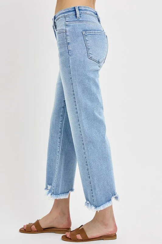 Risen Jeans Mid Rise Crop Straight Jeans