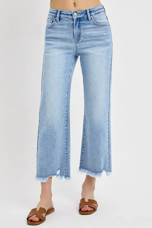 Risen Jeans Mid Rise Crop Straight Jeans