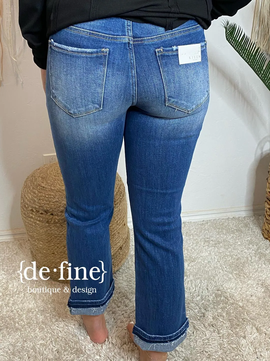 Risen Mid Rise Ankle Slim Straight Jeans in Regular & Curvy