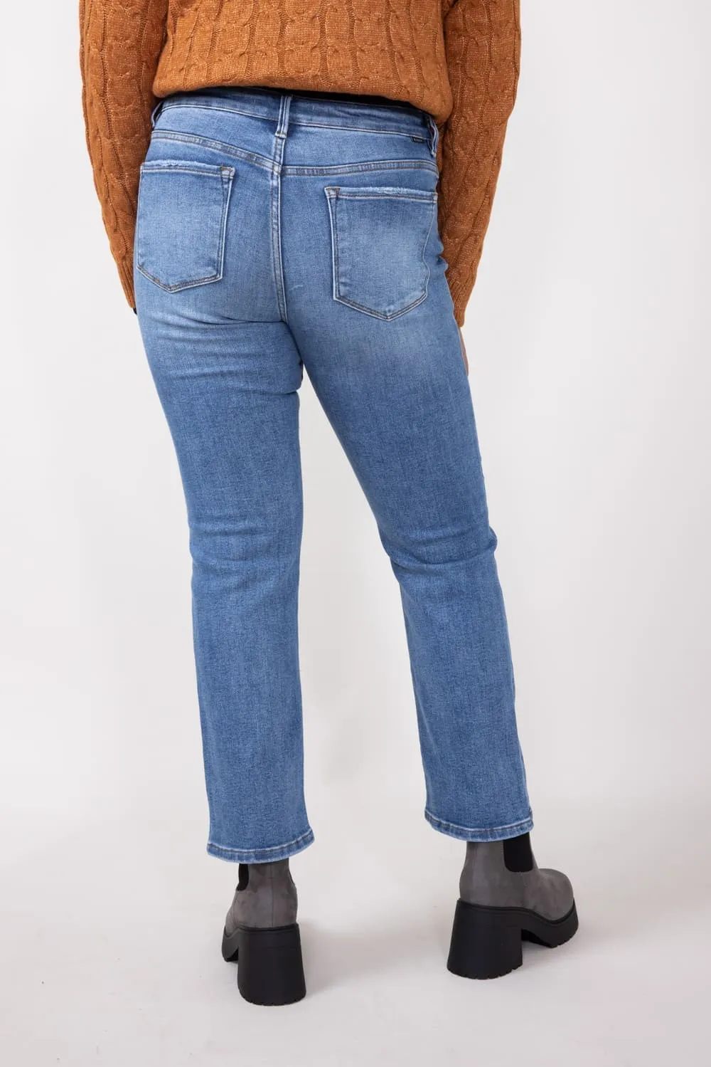 Risen Mid-Rise Medium Wash Straight Leg Jeans for Women | RDP5290CH-MD