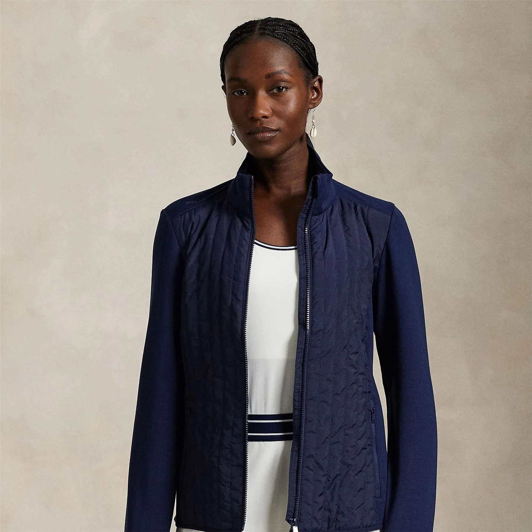 RLX Full Zip Perforated Wool Jacket Refined Navy