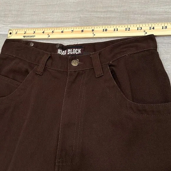 Road Block Vintage High Rise Cropped Capri Barrel Leg Jeans in Brown Size 30
