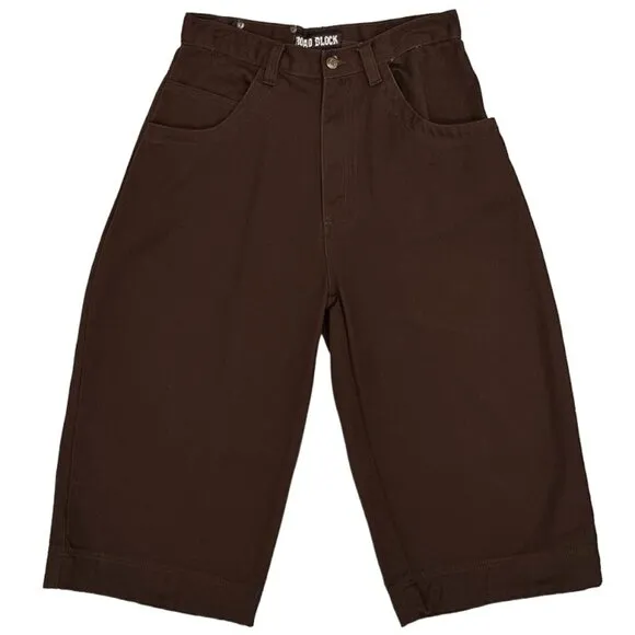 Road Block Vintage High Rise Cropped Capri Barrel Leg Jeans in Brown Size 30