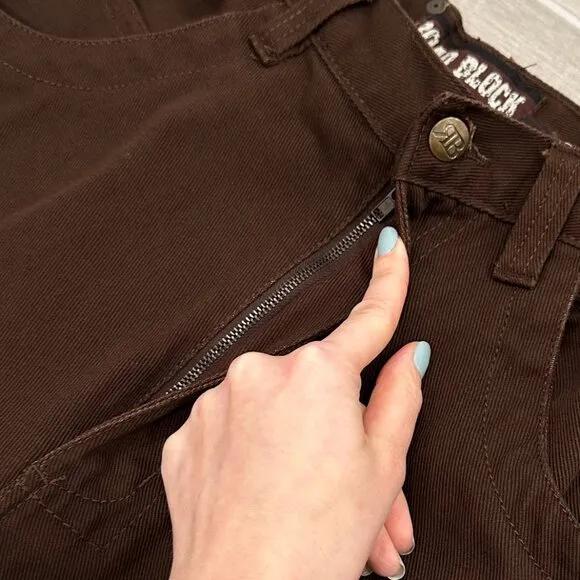 Road Block Vintage High Rise Cropped Capri Barrel Leg Jeans in Brown Size 30