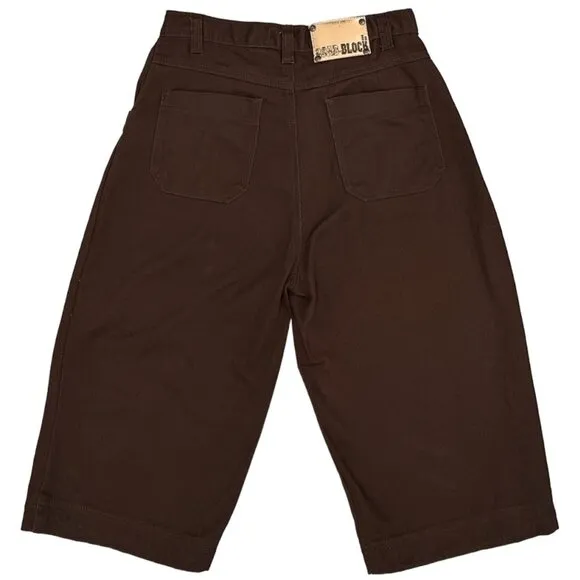 Road Block Vintage High Rise Cropped Capri Barrel Leg Jeans in Brown Size 30