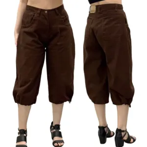 Road Block Vintage High Rise Cropped Capri Barrel Leg Jeans in Brown Size 30