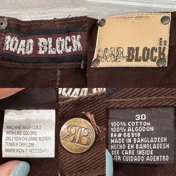 Road Block Vintage High Rise Cropped Capri Barrel Leg Jeans in Brown Size 30