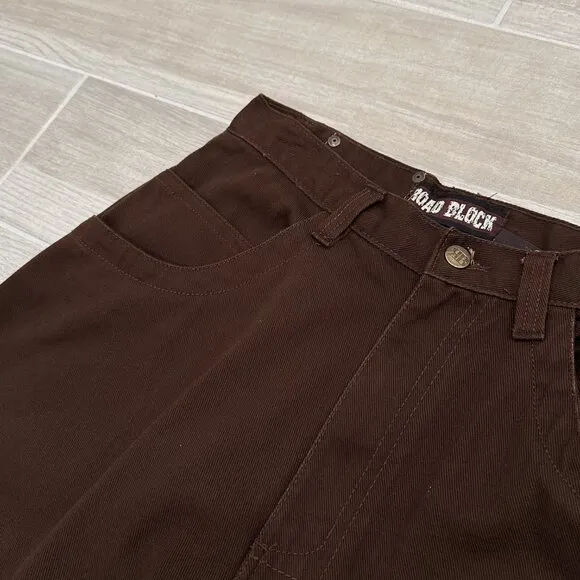 Road Block Vintage High Rise Cropped Capri Barrel Leg Jeans in Brown Size 30