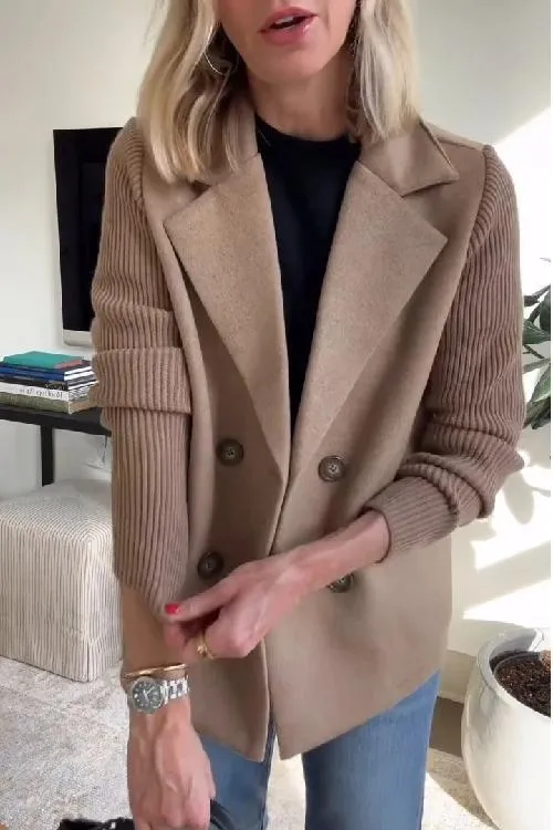 Sadie - Double-Breasted Knit Sleeve Blazer